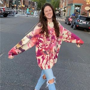 Natural Life Taylor Oversized Sweater Magenta Tie-Dye